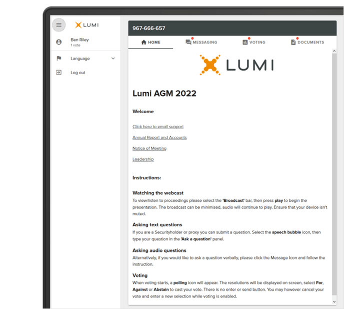 Lumi AGM Mobile - Infromation Half Screen